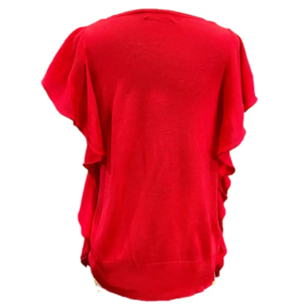 Zara Ruffled Flutter sleeve Knit top size S - Picture 3 of 3